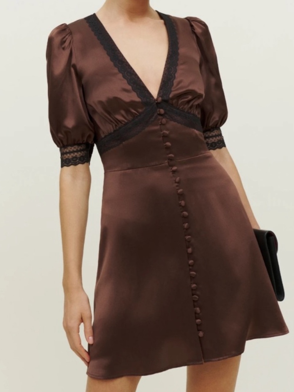 Reformation Brown Satin Dress Reformation Brigitta Silk Dress size 4